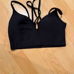 lululemon athletica strappy like a cloud ribbed Black Sports Bra